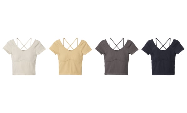 Open Neck Knit Tee With Bra Top