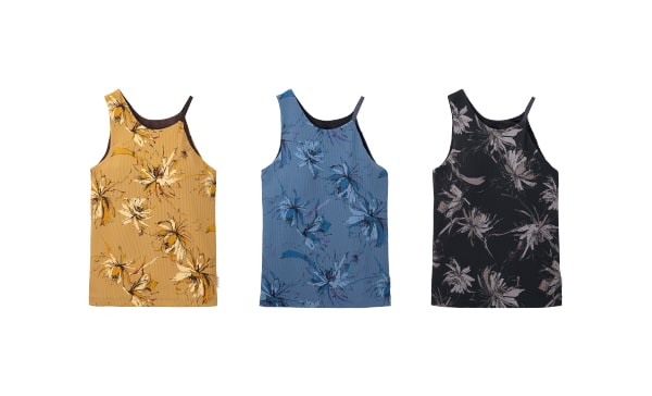 Rib Big Flower Print Tank Top