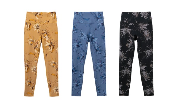 Rib Big Flower Print Leggings