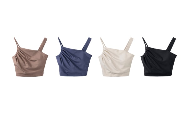 Shine-Stretch Asymmetry Bra Top