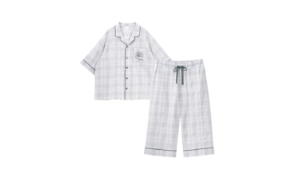 Embroidered Shirred Check Men's Pajamas