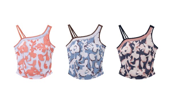 Coral Print Asymmetry Tops